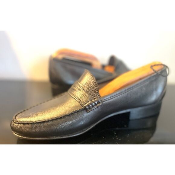 Casuccio & Scalera Italian Penny Loafers Black Leather Eur Sz 41, US Sz 8M